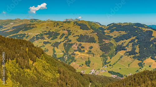 Beautiful alpine summer view at the famous Schattberg mountain, Saalbach-Hinterglemm, Salzburg, Austria