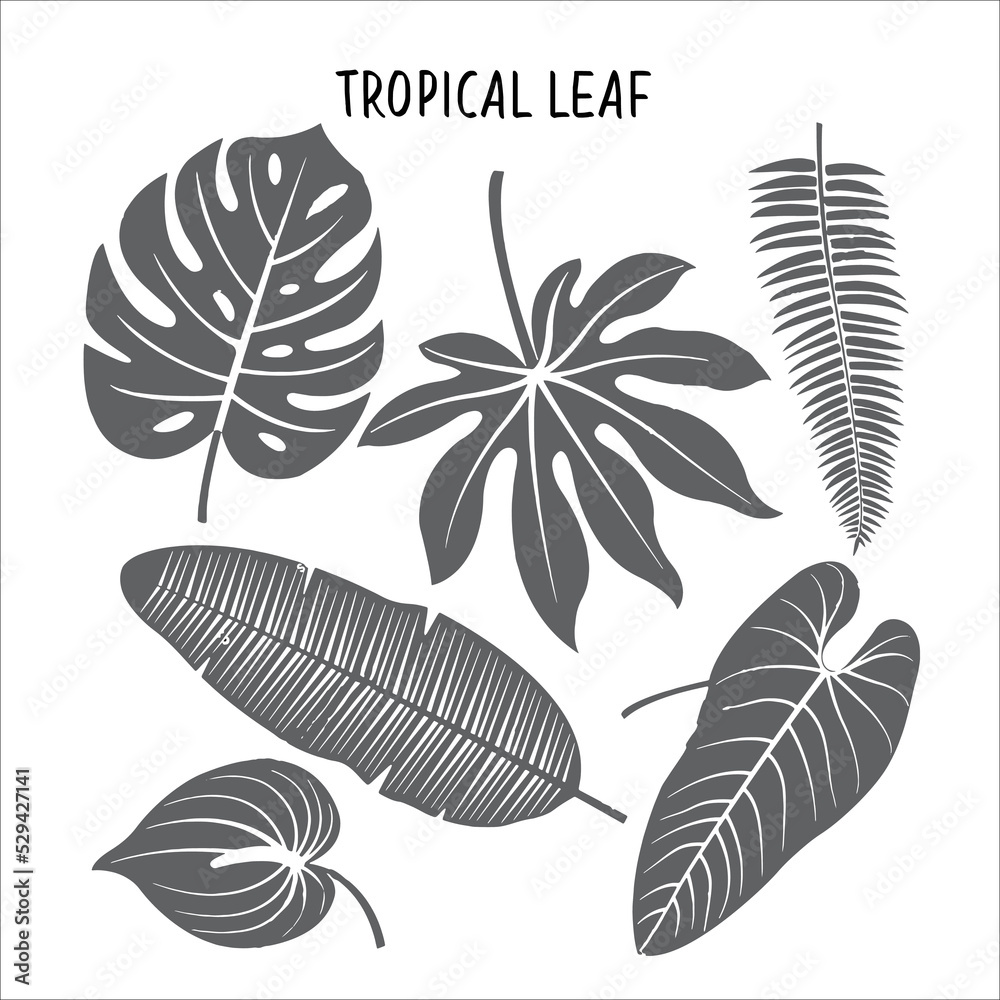 tropical leaves element silhouette