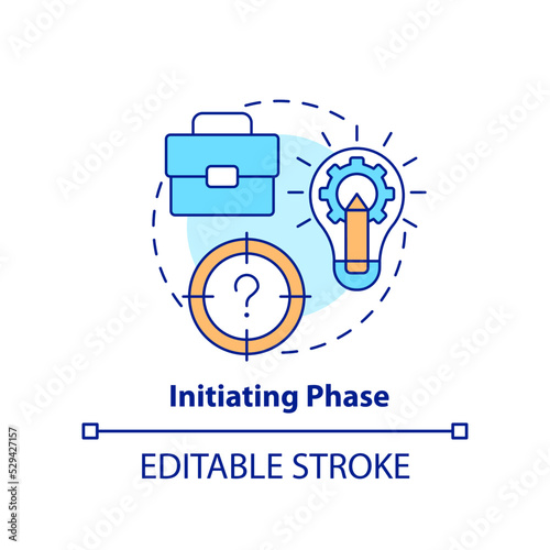 Initiating phase concept icon. Business processes. Project management abstract idea thin line illustration. Isolated outline drawing. Editable stroke. Arial, Myriad Pro-Bold fonts used