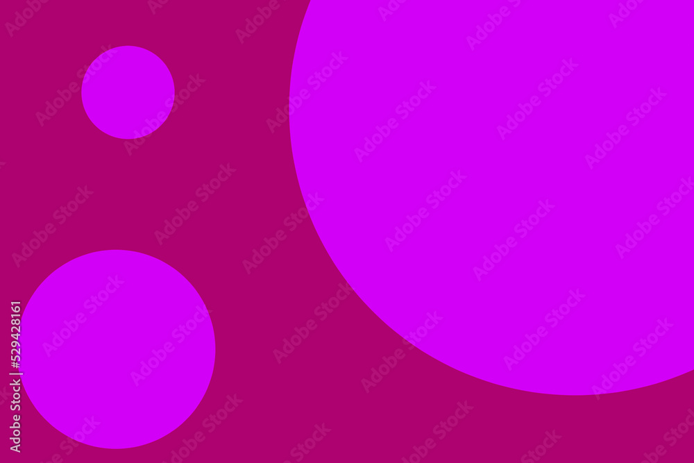 紫がかったピンクの濃淡の大小３つの円
