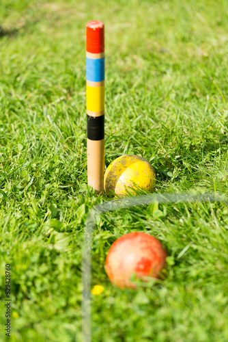 Lawn game of Croquet on grass