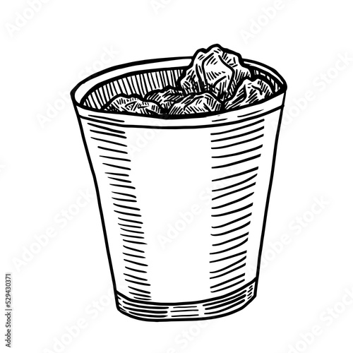a wastebasket full of paper vector illustration on white background