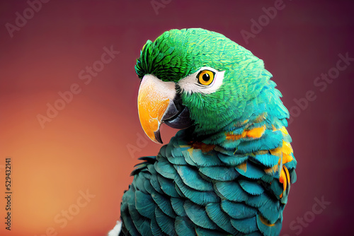 Cute colorful parrot bird as studio portrait photo