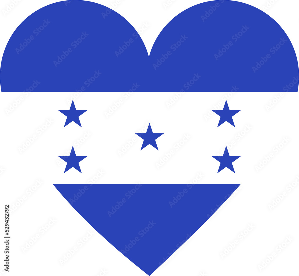 Honduras flag in the shape of a heart.
