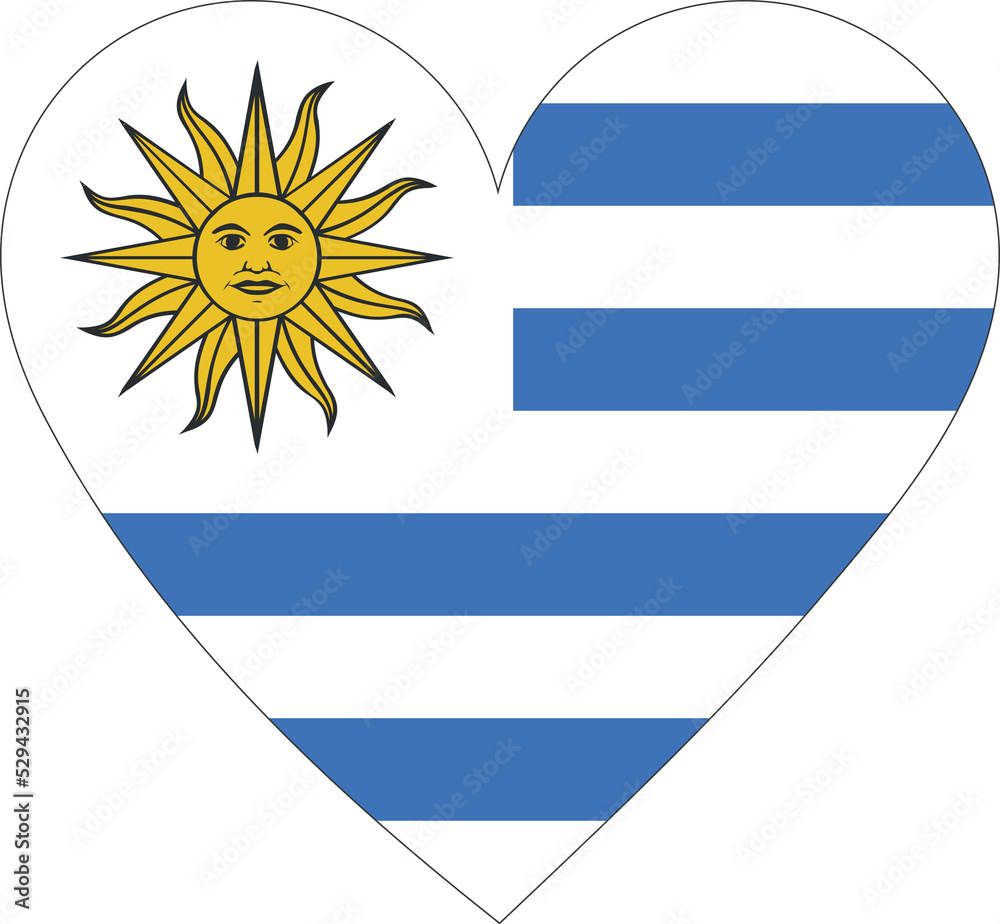 Obraz premium Uruguay flag in the shape of a heart.