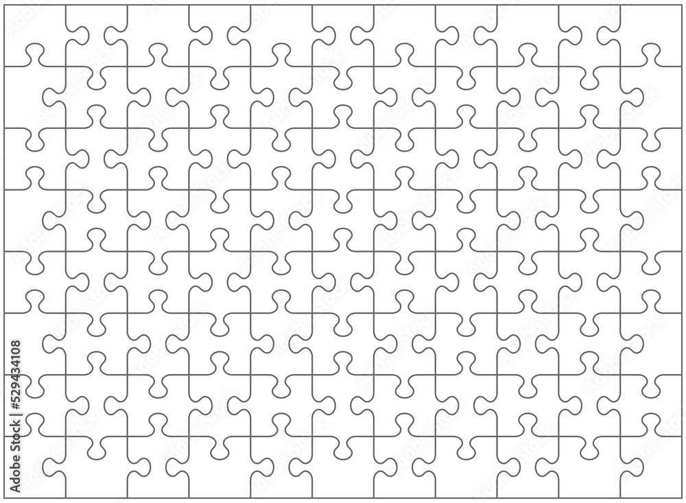 Jigsaw puzzle blank template of 88 transparent pieces Stock ...