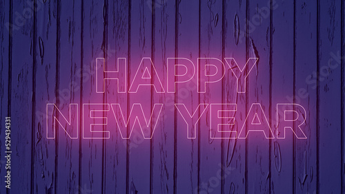 Happy new year typography with neon color background, attractive color on happy new year text. 
