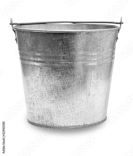 Isolated galvanized metal bucket. PNG file with transparent background.