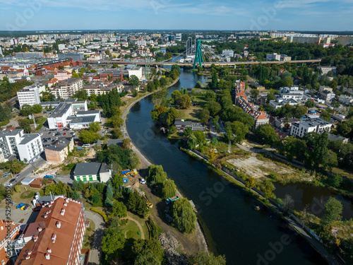 Bydgoszcz. Aerial View of City Center of Bydgoszcz near Brda River. The largest city in the Kuyavian-Pomeranian Voivodeship. Poland. Europe. © Curioso.Photography
