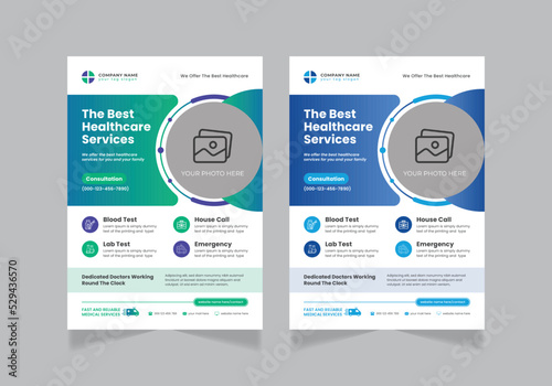 Medical healthcare flyer design, A4 size flyer template