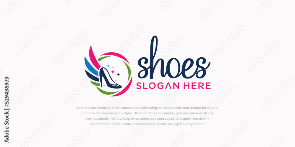 Shoes, Sneaker, boots Shoes Store Logo, Men's shoes vector sports style shoes Logo Template Design