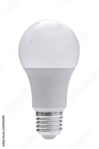 Isolated modern LED energy saving white bulb. PNG file with transparent background.