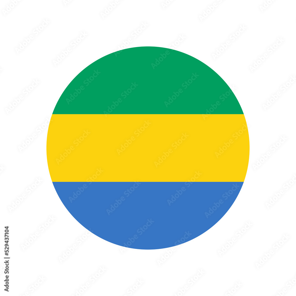 Gabon vector flag circle on white background Gabon vector flag circle on white background