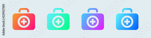 Doctor bag solid icon in gradient colors. Medicals kit signs vector illustration.