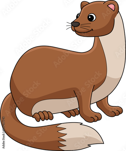 Weasel Animal Cartoon Colored Clipart Illustration