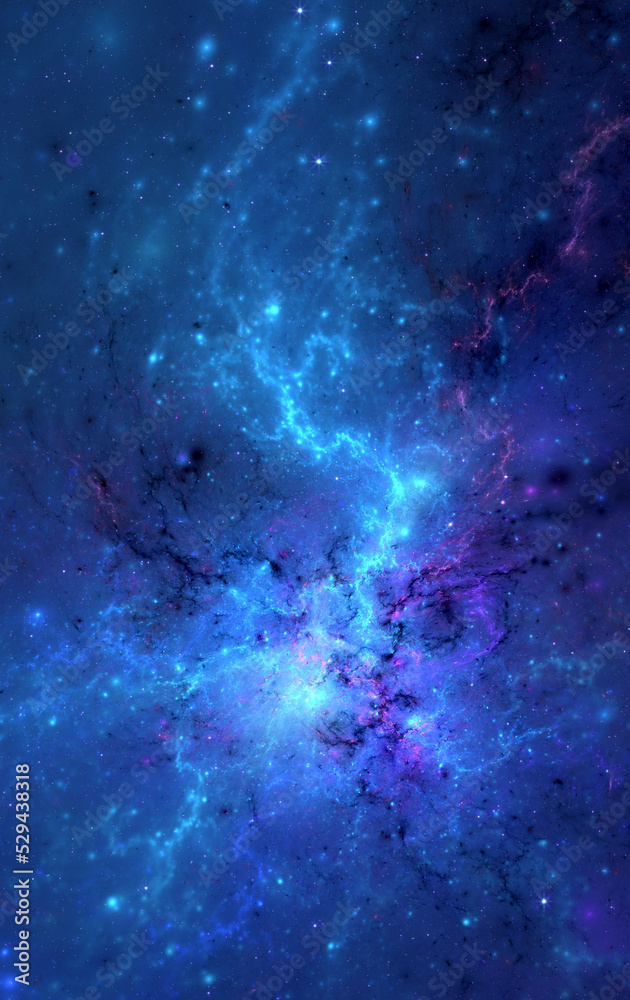 Obraz premium Abstract fractal art background which suggests a nebula and stars in outer space.