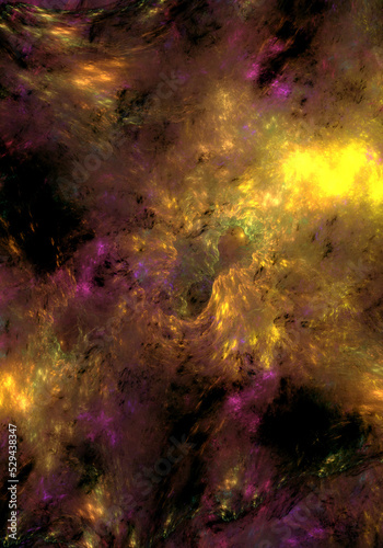 Abstract fractal art background which perhaps suggests a fiery sky or explosion or a portal to another dimension.