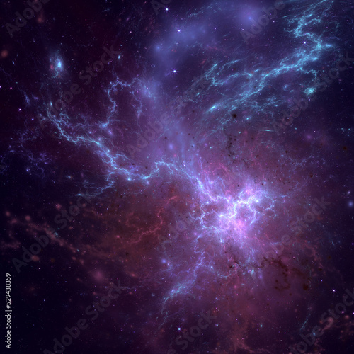 Fototapeta Naklejka Na Ścianę i Meble -  Abstract fractal art background which suggests a nebula and stars in outer space.