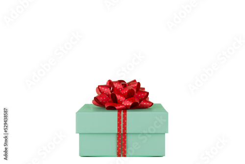 Gift box with red ribbon isolated on transparent background, PNG