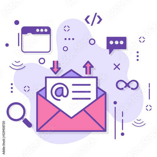 inbox outbox sign, Catch All Emails Concept, Email Exchange Stock illustration, Send and receive message vector icon design, Cloud computing and Internet hosting services Symbol, 