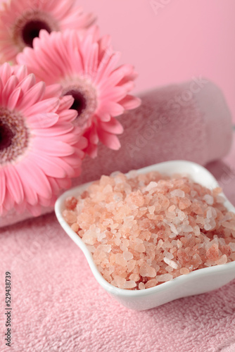 Spa composition with pink salt.