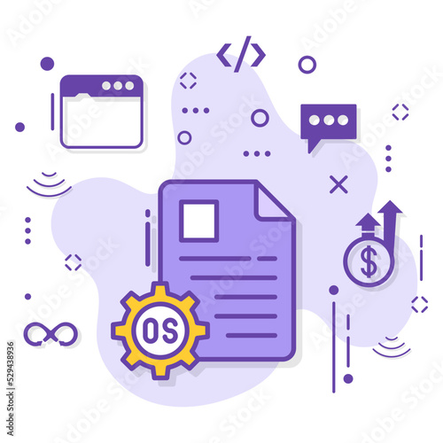 Os Interface Vector Icon Design, Cloud computing and Internet hosting services Symbol, System Operation Sign, Executable File Stock Illustration, Operating System File Concept, Control Panel Icon set 
