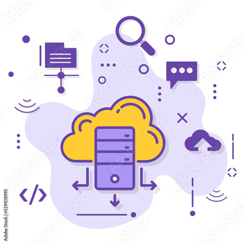 Enterprises Remote Storage Vector Icon Design, Cloud computing and Internet hosting services Symbol,  Web Services stock illustration, Cloud VPS Dedicated Server Concept, 