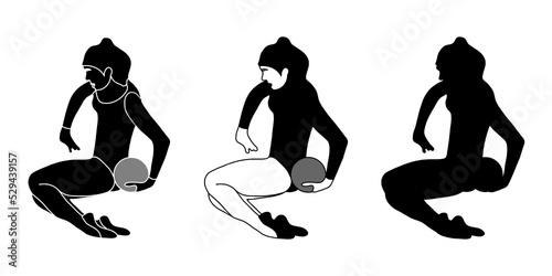 Flat design gymnast, gym girl  silhouette illustration. Gymnastics. Isolated vector