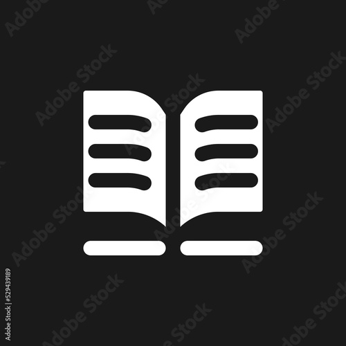 Public library dark mode glyph ui icon. Assignment writing. Homework. User interface design. White silhouette symbol on black space. Solid pictogram for web, mobile. Vector isolated illustration