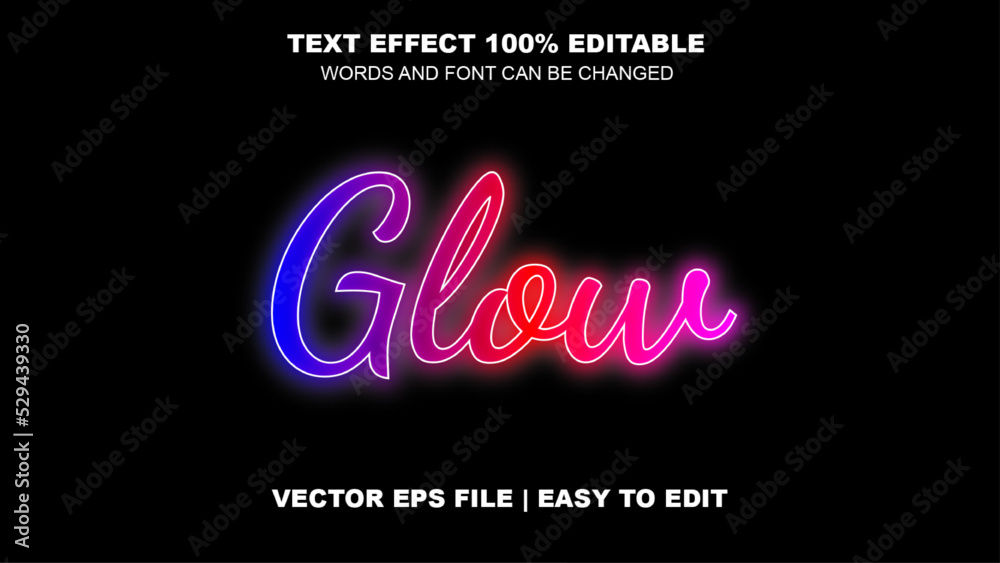 Light text effect editable vector Eps