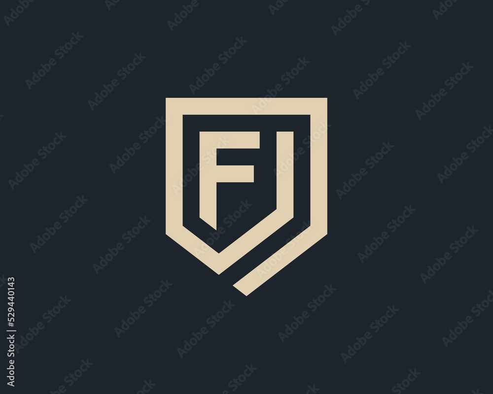 Initial Letter F Shield logo Concept icon symbol sign Element Design Line Art Style. Security, Heraldic, Guard Logotype. Vector illustration template Initial Letter F Shield logo Concept icon symbol sign Element Design Line Art Style. Security, Heraldic, Guard Logotype. Vector illustration template