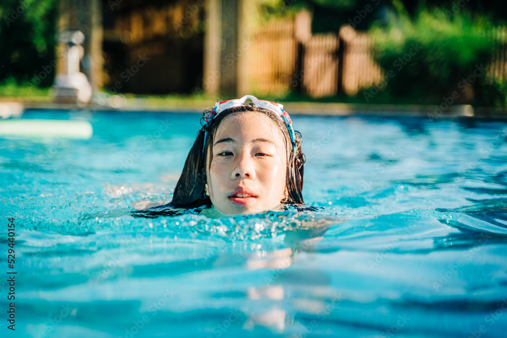 portrait of an asian girl in summer