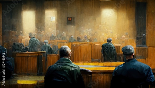 illustration of a defendant in the courtroom photo