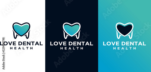 a collection of love combination Dental Logo Template Designs,Love tooth Logo Template