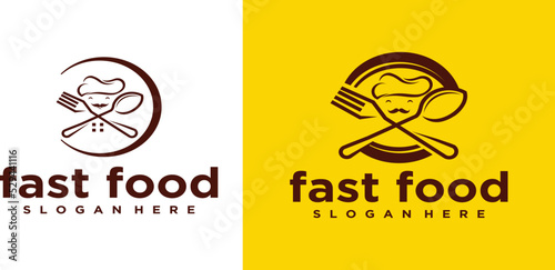 fast food logo for steak house and restaurant food chef logo design Vector Design