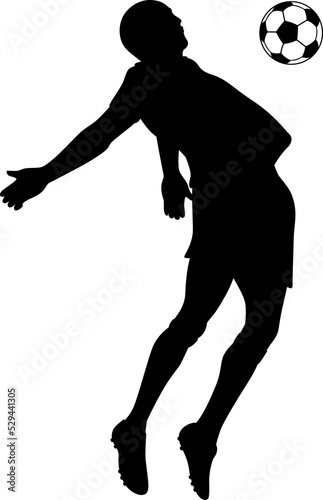 Football Soccer player silhouette with ball. High quality isolated Logo. Sport player shooting. PNG illustration No 5