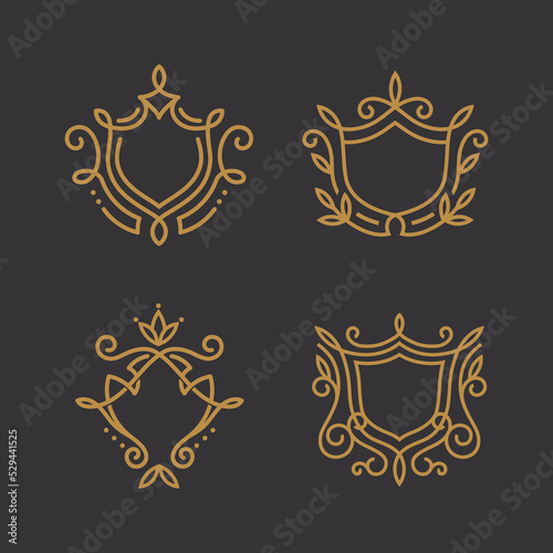 Collection of premium linear floral shields