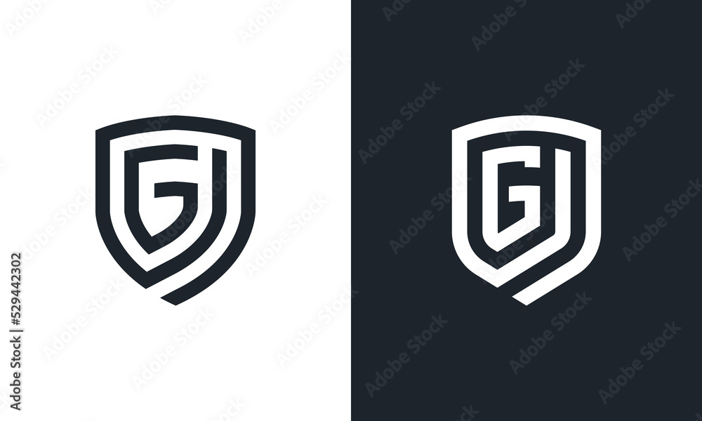 Initial Letter G Shield Monogram logo Concept sign icon symbol Element ...