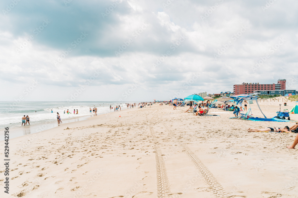 beach with umbrellas