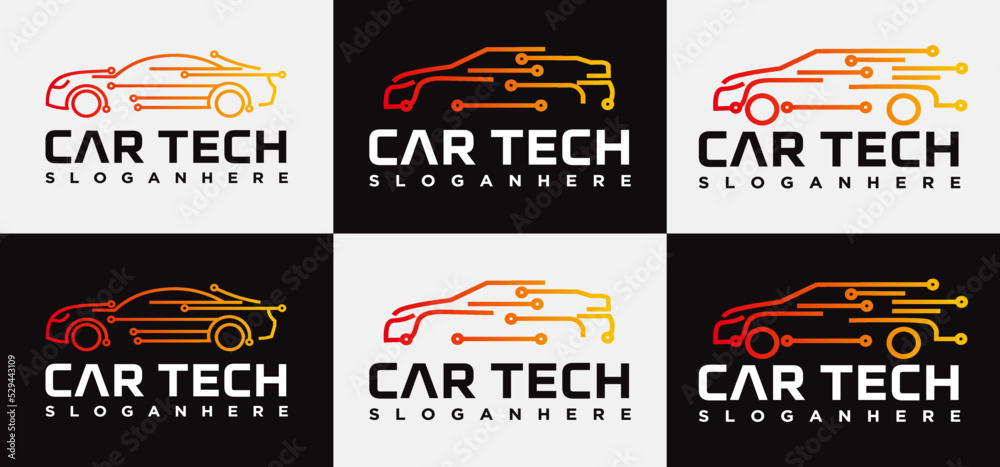 Modern tech car logo template design Logotype Vector, Car technology logo, Performance Tuning.