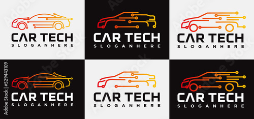 Modern tech car logo template design Logotype Vector, Car technology logo, Performance Tuning.