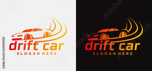 Vector drift car logo design, Sports car vector logo design Drift racing illustration.