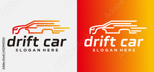 Fotografia Vector drift car logo design, Sports car vector logo design Drift racing illustration