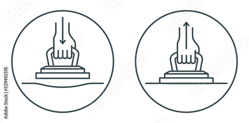 Suction dent puller icons in thin line