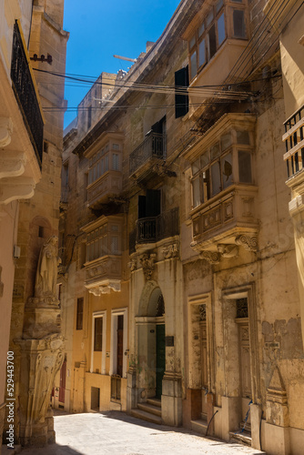 View of an ancient street in Birgu old  town  one of the Three Cities of Malta