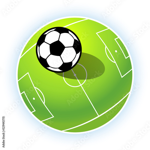 Football green planet. Soccer stadium Logo. Love game. PNG illustration