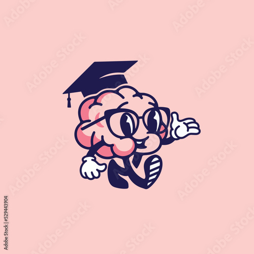 Cute Educational Brain Cartoon Character