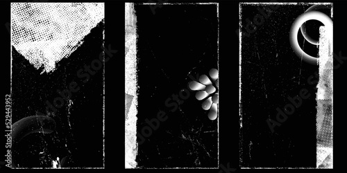 Social media covers with tiny roughen border frames and screen print textures . . grunge style . Post frame stories templates. Layout for promotion .Media banner .Vector 