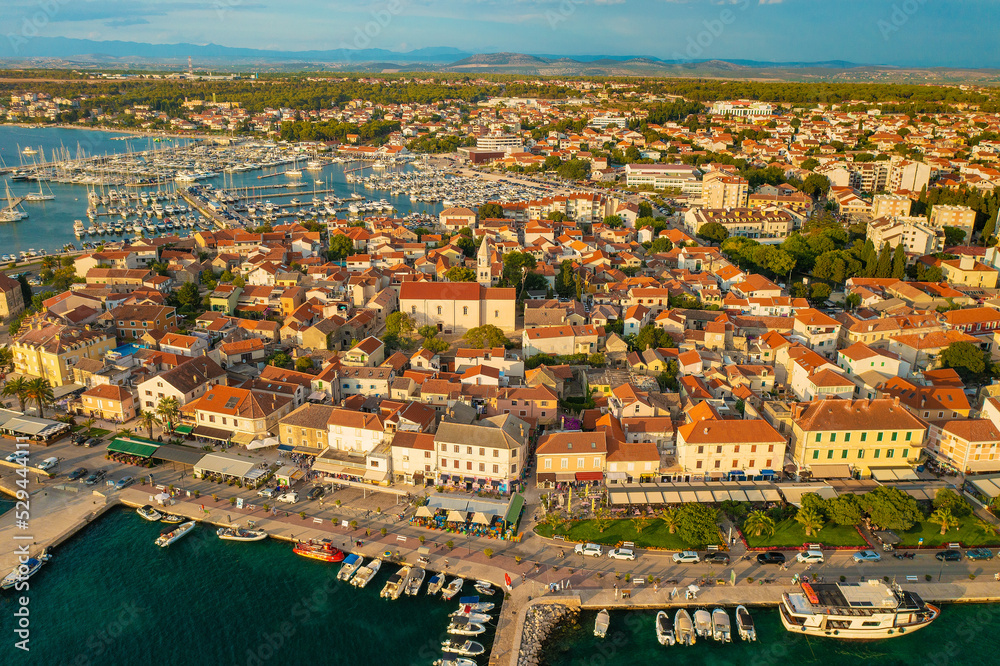 Aerial view of Biograd town in Adriatic Sea in Croatia
