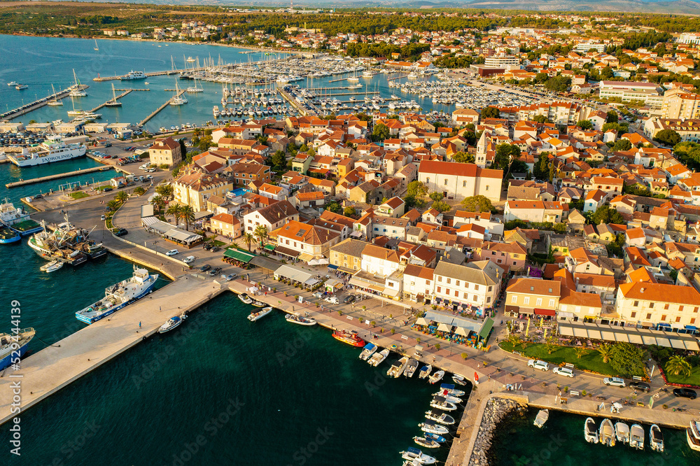 Aerial view of Biograd town in Adriatic Sea in Croatia
